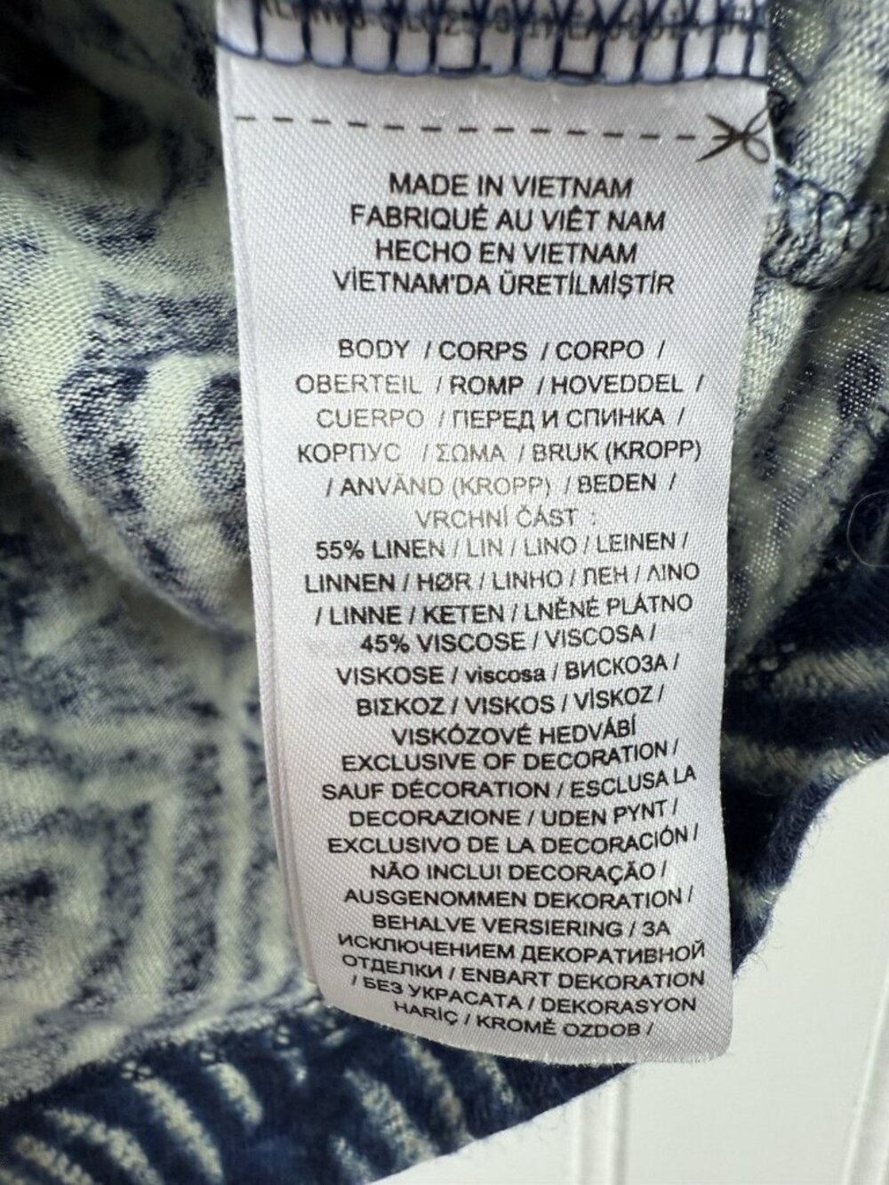 Lauren Ralph Lauren Linen Blend Tie Neck Flutter Sleeve Top Sz 1X Blue White - Picture 6 of 7